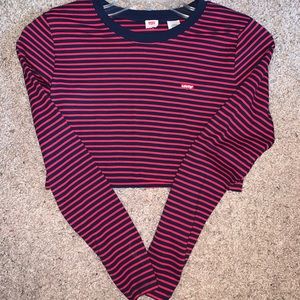 Levi’s crop top long sleeve stripped shirt